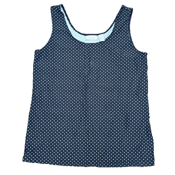 Chico's Tops - Chicos size 1 SMALL Black white polka dot wide strap tank top nylon/spandex